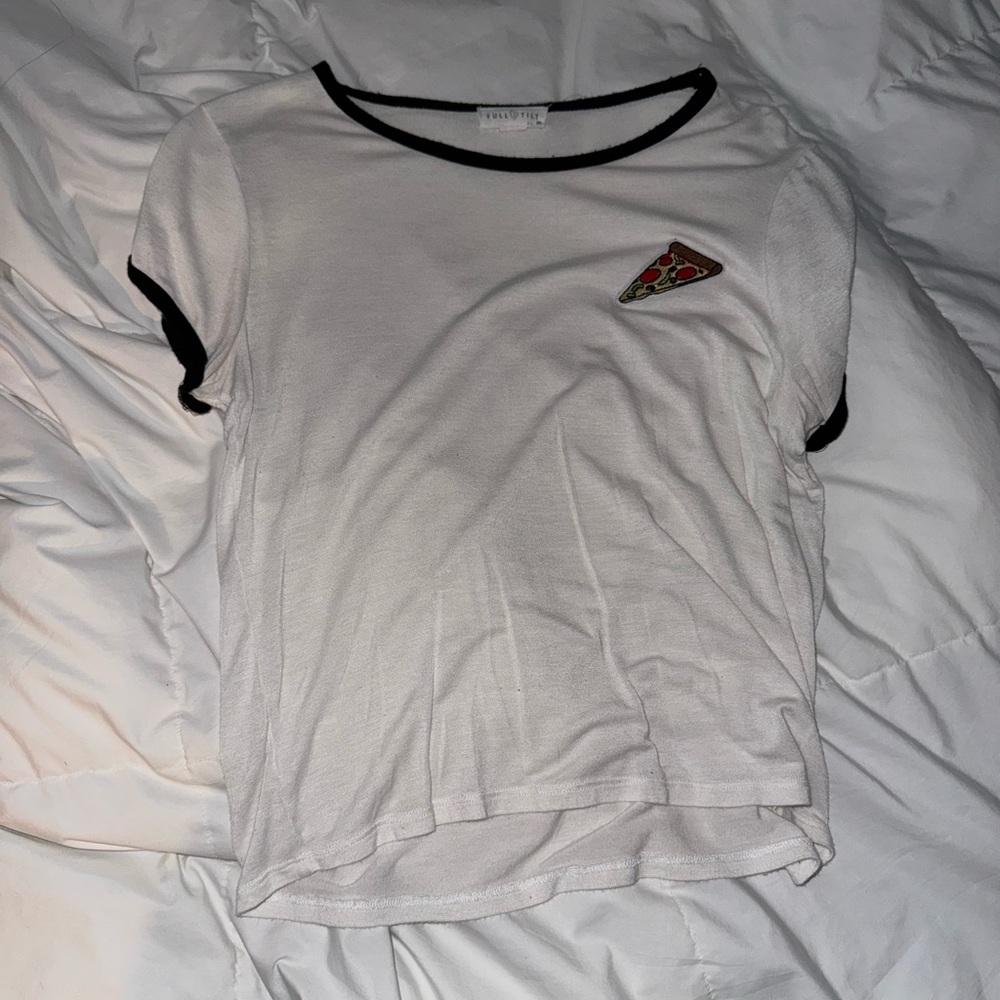 Full Tilt White Tee with Pizza Patch